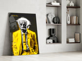 I Told You Einstein glass print enhancing a den with statement palette