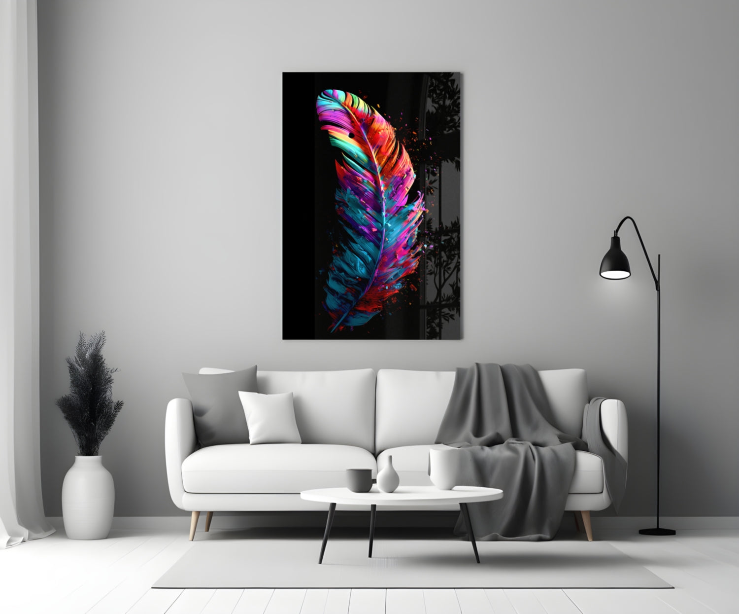 Feather Glass Wall Art || Designers Collection.