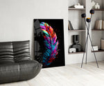 Feather panel adding editorial heat to a hallway