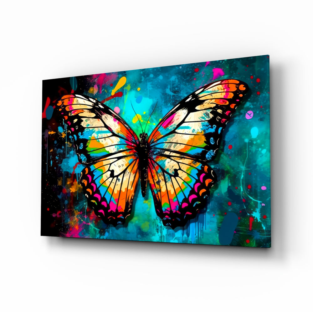 Butterfly glass wall art displayed above a daybed in a child's bedroom