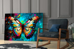 Butterfly glass print enhancing a playroom with jewel-toned palette