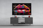 Lips panel catching lamp light to reveal its painterly heat