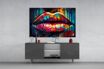 Lips panel catching lamp light to reveal its painterly heat