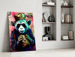 Monkey the Worker glass print enhancing a den with statement palette