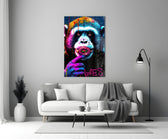 Monkey Kiss close-up showing pink donut and magenta-and-cyan rim light