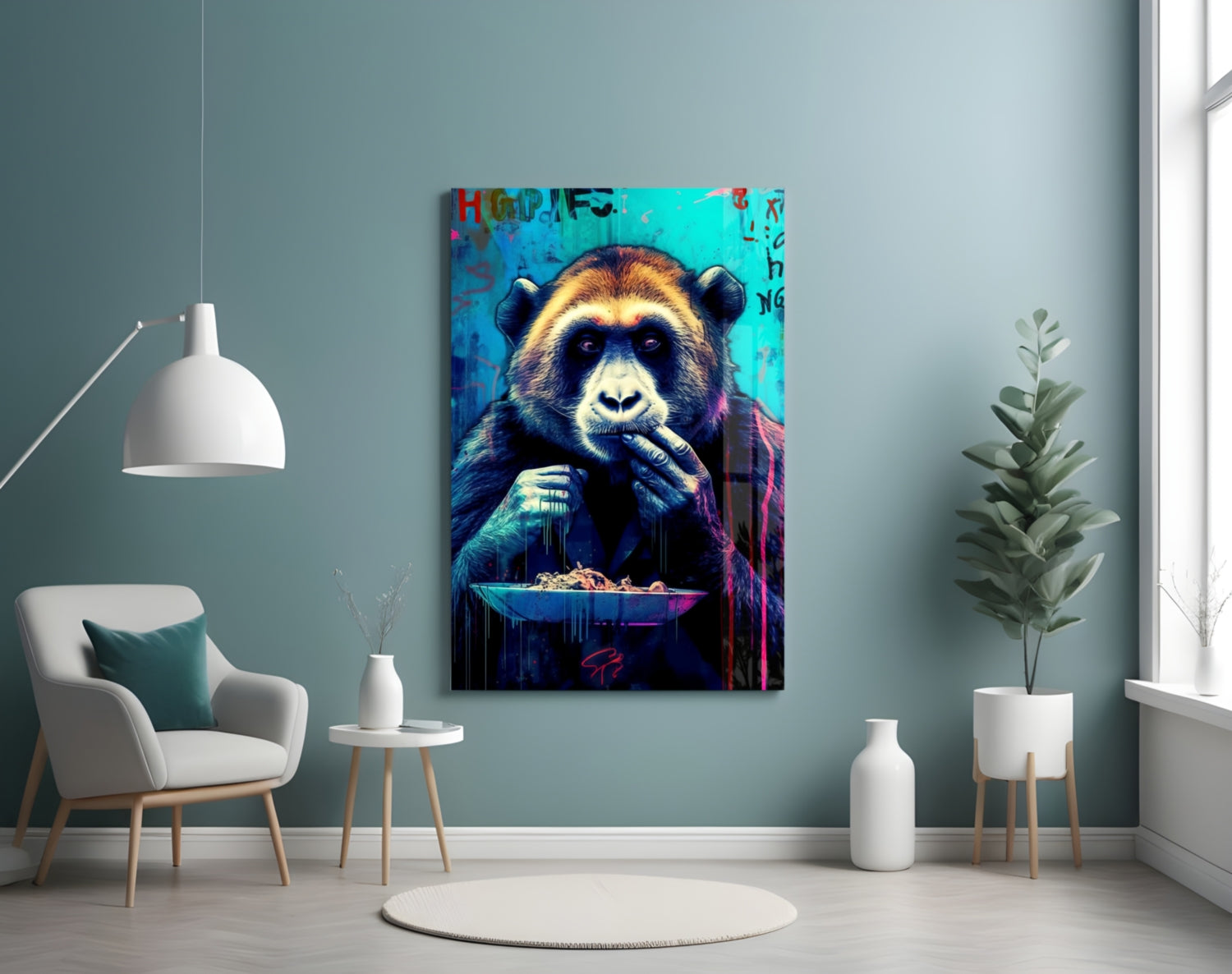Hungry Monkey Glass Wall Art || Designer Collection.