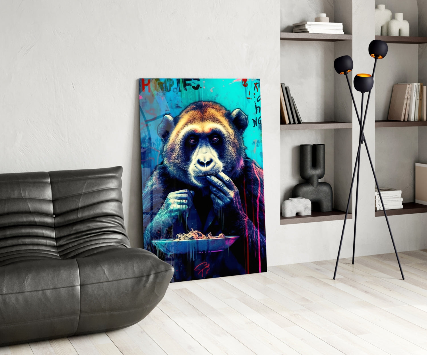 Hungry Monkey Glass Wall Art || Designer Collection.