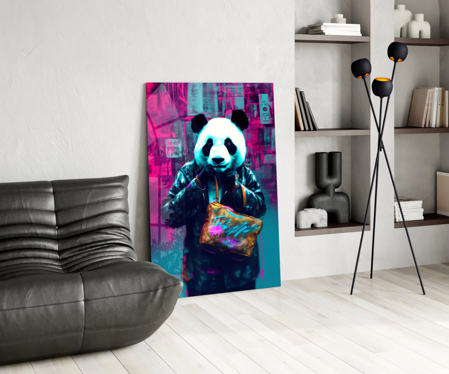 Shopper Panda Glass Wall Art || Designer Collection.