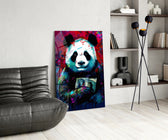 Bibliophile Panda panel adding editorial drama to a hallway