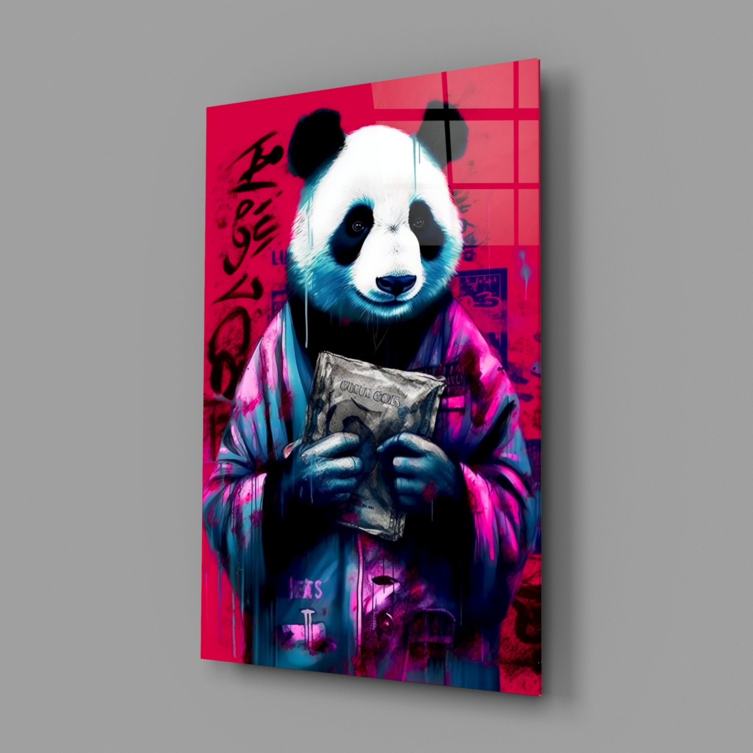 Panda Glass Wall Art || Designer Collection.