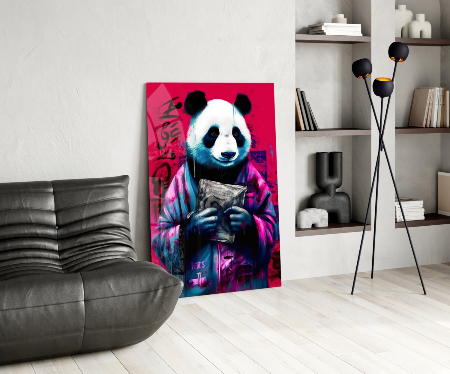 Panda Glass Wall Art || Designer Collection.