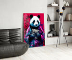 Panda panel adding editorial drama to a hallway