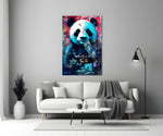 Rich Panda close-up showing falling dollar bills and cyan rim
