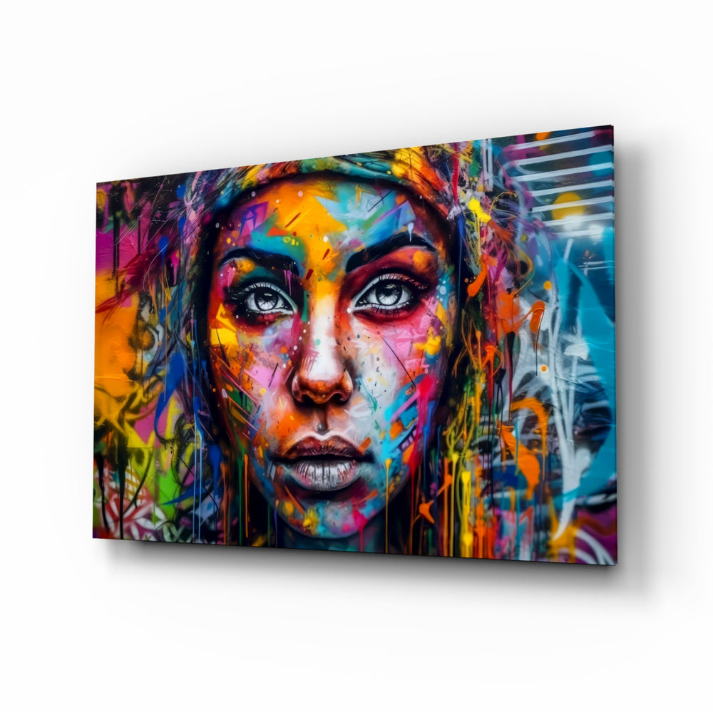 Beauty glass wall art displayed above a velvet bench in a contemporary salon