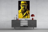 Heisenberg panel catching lamp light to reveal its cinematic glow