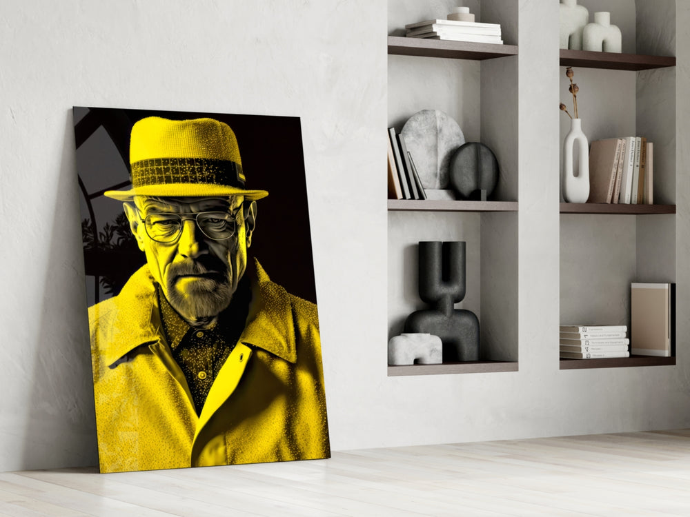 Heisenberg glass print enhancing a den with statement palette