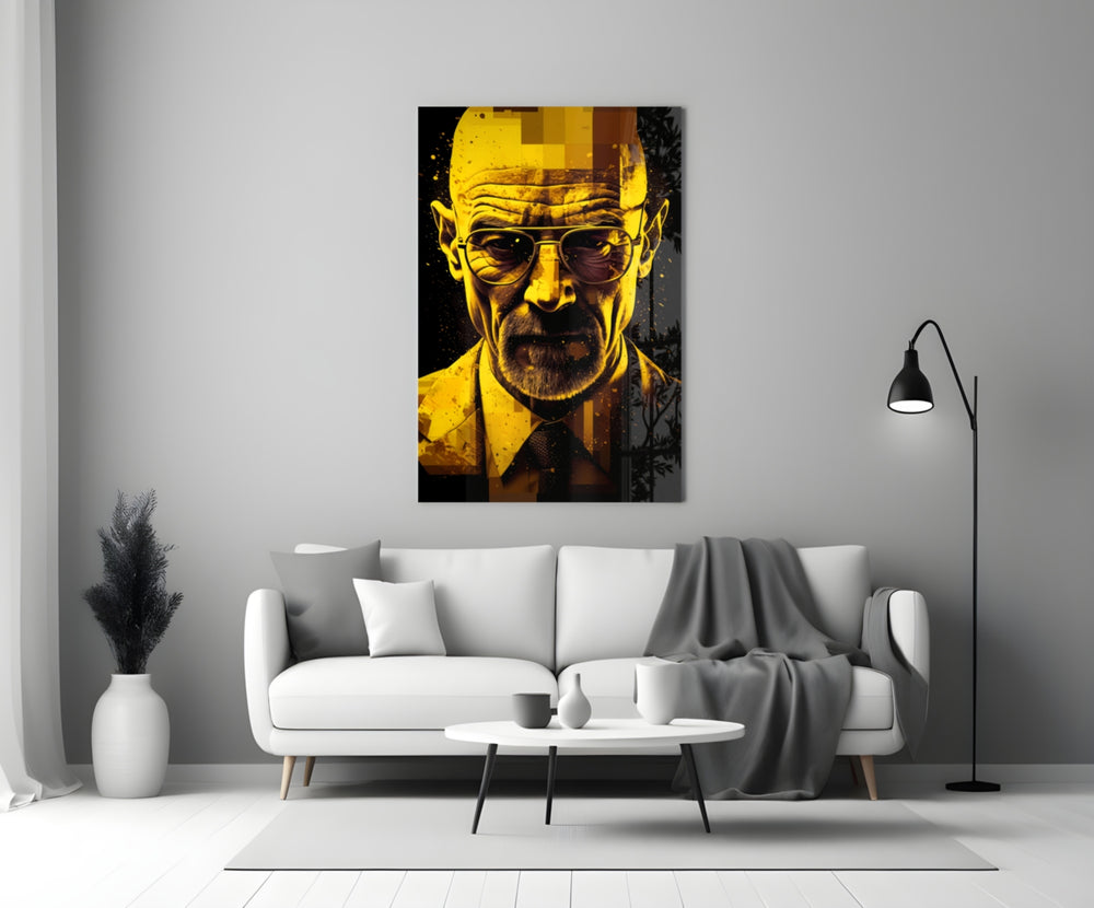 Heisenberg close-up showing aviator eyeglasses and amber distress