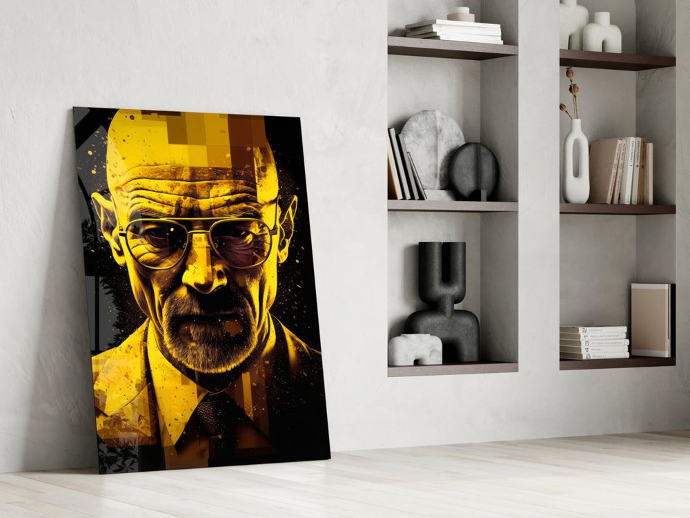 Heisenberg glass print enhancing a den with statement palette