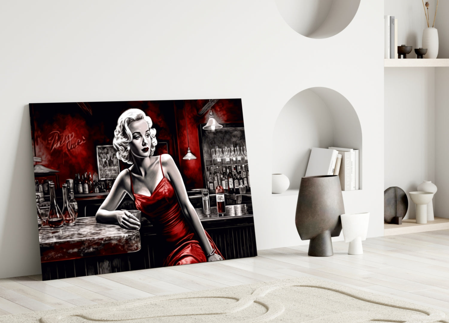 Marilyn in the Bar Glass Wall Art || Designer Collection.