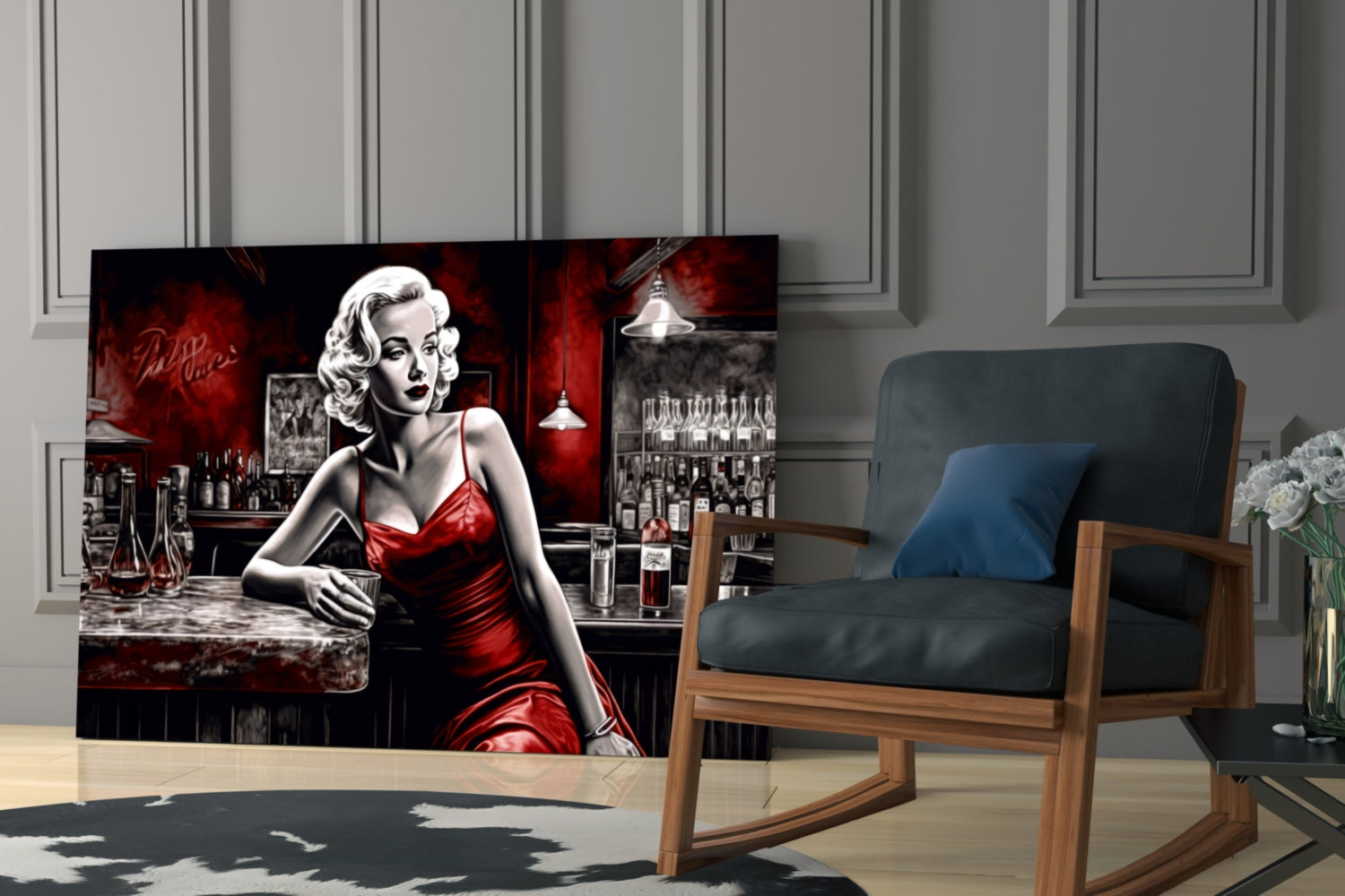 Marilyn in the Bar Glass Wall Art || Designer Collection.