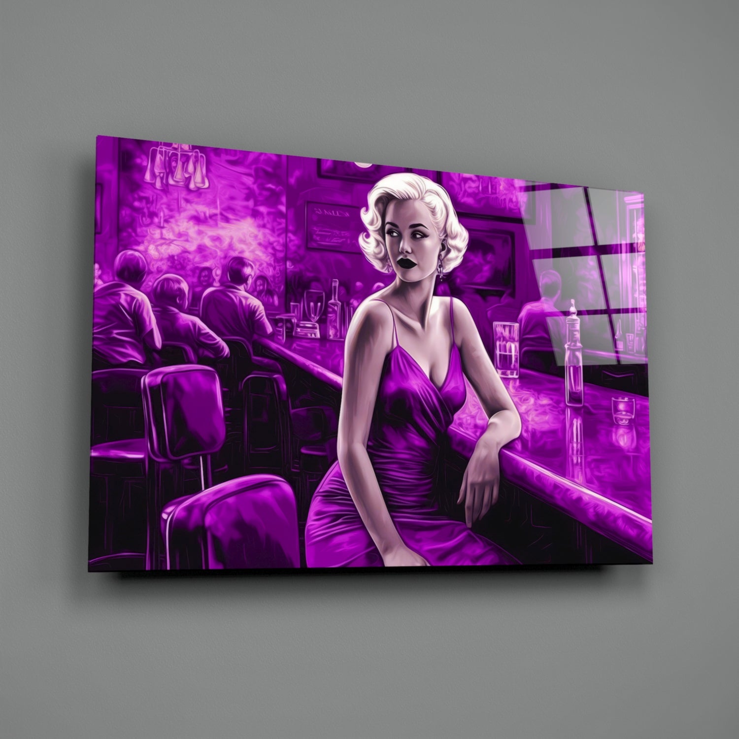 Marilyn in the Bar Glass Wall Art || Designer Collection.