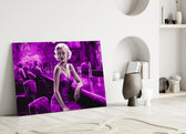 Marilyn in the Bar close-up showing violet gown and orchid lounge wash