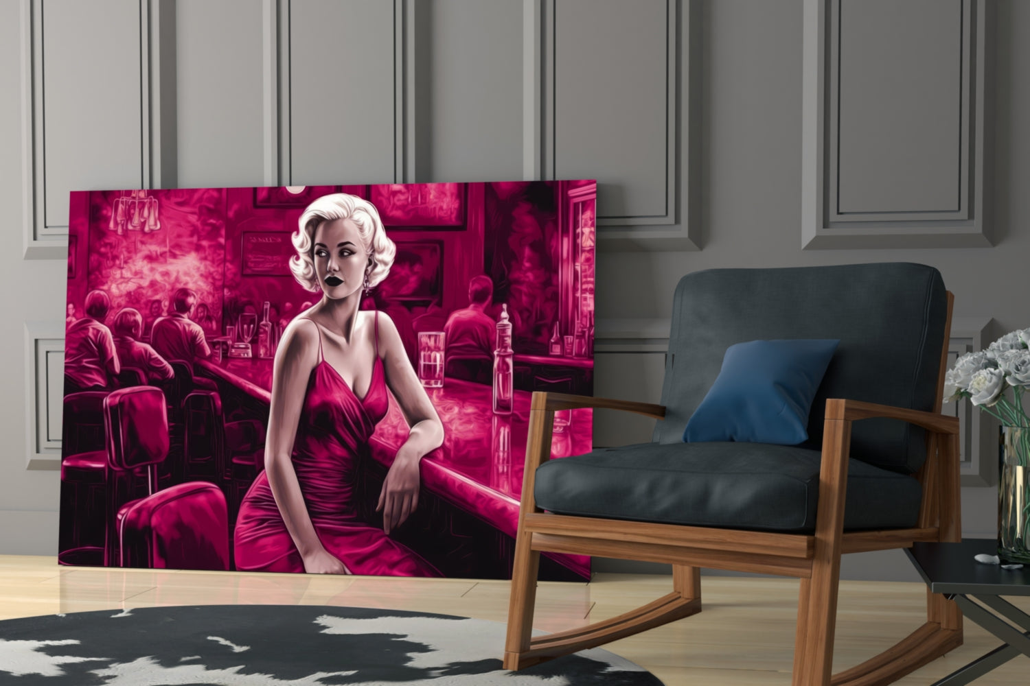 Marilyn in the Bar Glass Wall Art || Designer Collection.