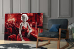 Marilyn in the Bar glass print enhancing a den with statement palette