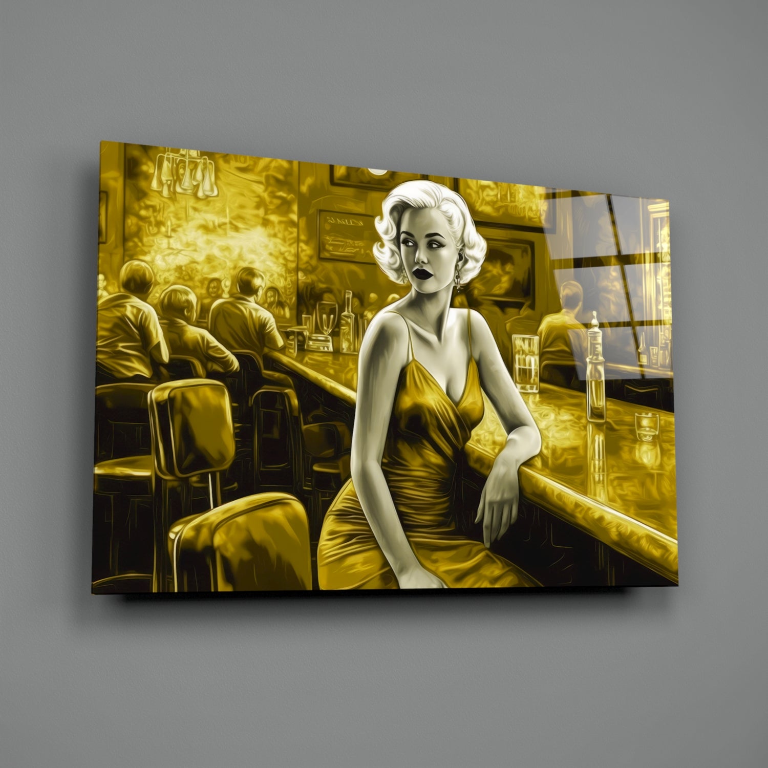 Marilyn in the Bar Glass Wall Art || Designer Collection.