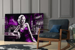 Marilyn in the Bar glass print enhancing a media room with statement palette