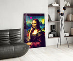 Mona Lisa V2 panel adding editorial drama to a reading nook