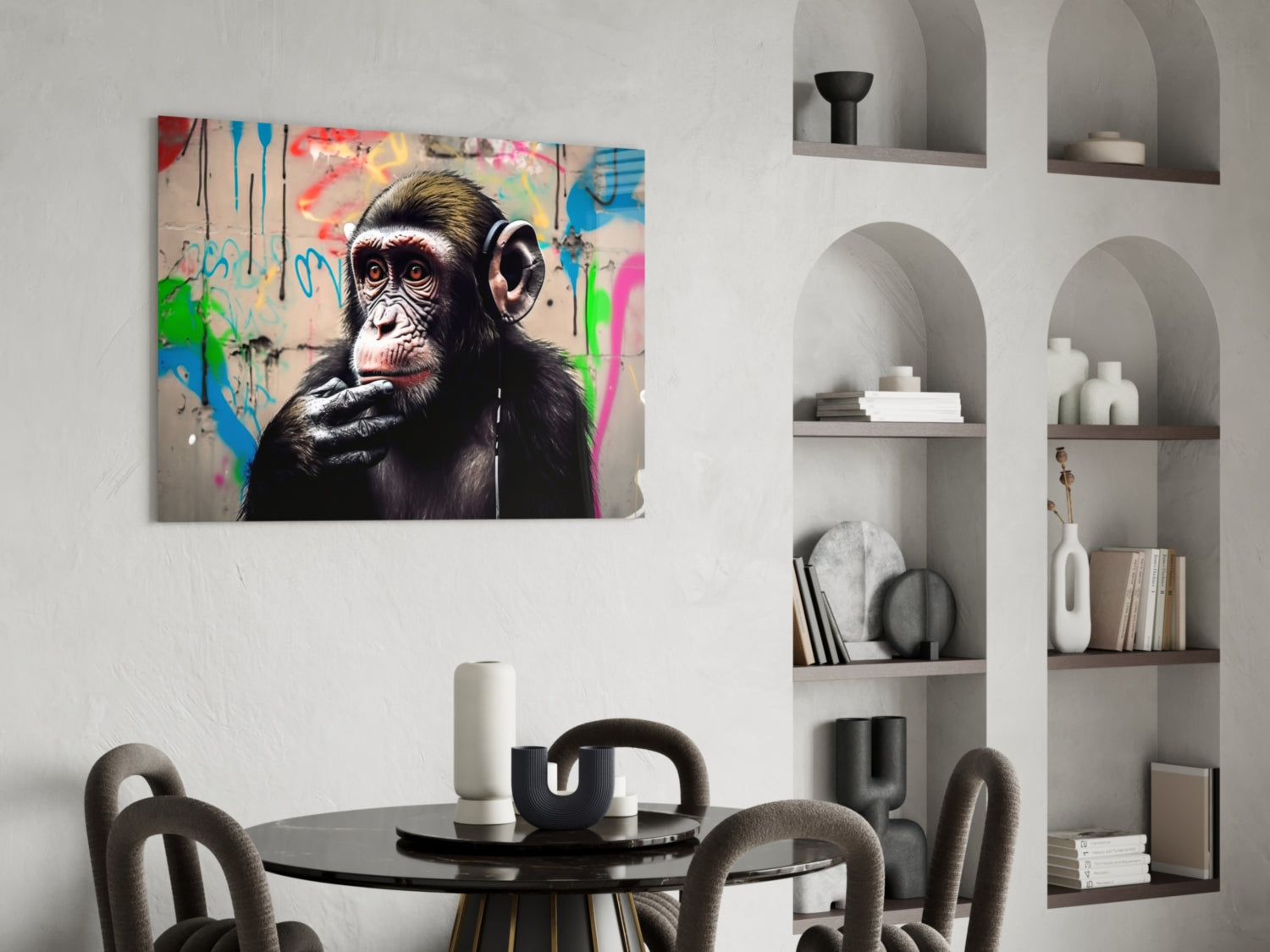 Thinking Monkey Glass Wall Art || Designer Collection.