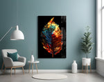 Autumn Leaf glass wall art styled above a desk in a study