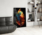 Autumn Leaf panel adding editorial drama to a hallway