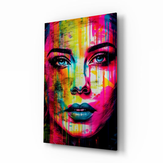 Beauty glass wall art displayed above a vanity in a dressing room