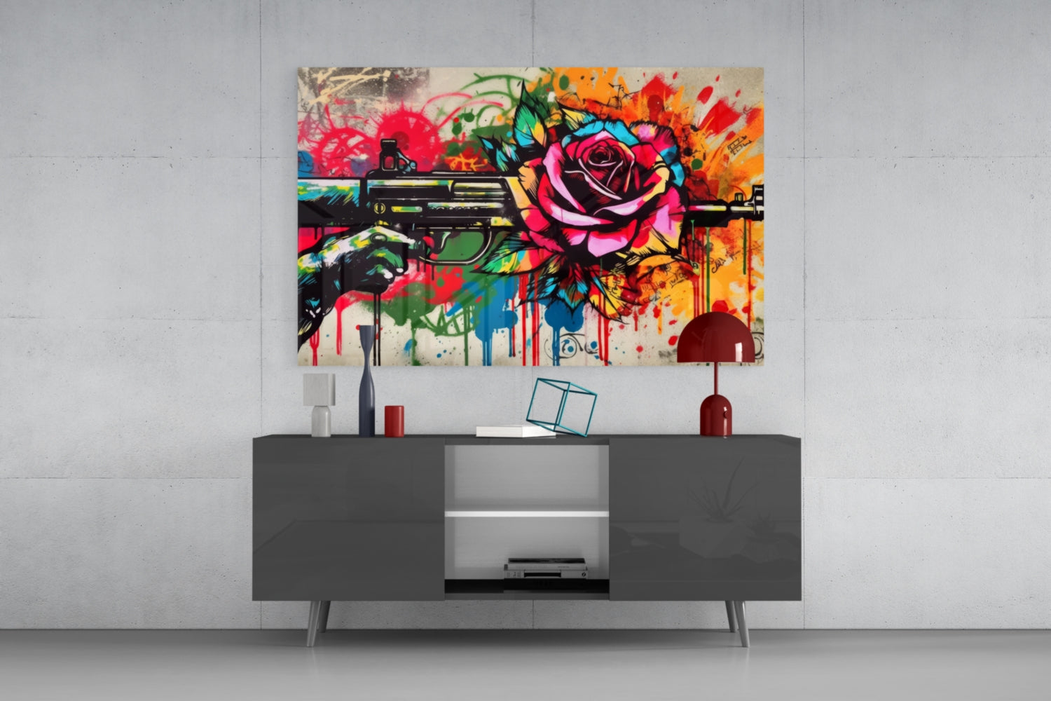 Rose Bullet Glass Wall Art || Designer Collection.