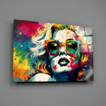 Pop-graffiti panel bringing cinematic glow to a contemporary lounge