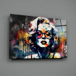 Watercolor-pop panel bringing cinematic glow to a contemporary lounge