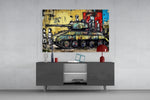 Children of War panel catching lamp light to reveal its urban grit