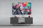 Peaceful Mind panel catching lamp light to reveal its urban grit