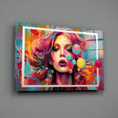 Oil-pop panel bringing cinematic glow to a creative office