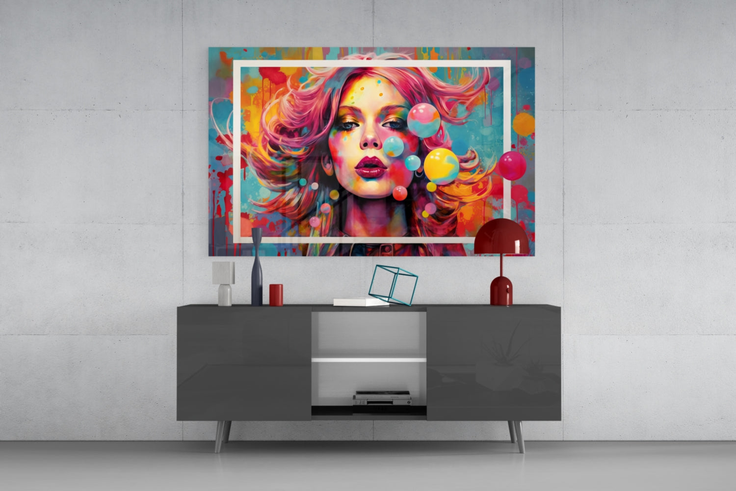 Bubbles and Kisses Glass Wall Art || Designer Collection.