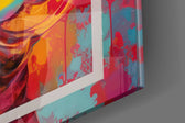 Romantic-muse artwork anchoring a wall with oil-faceted-bubble palette