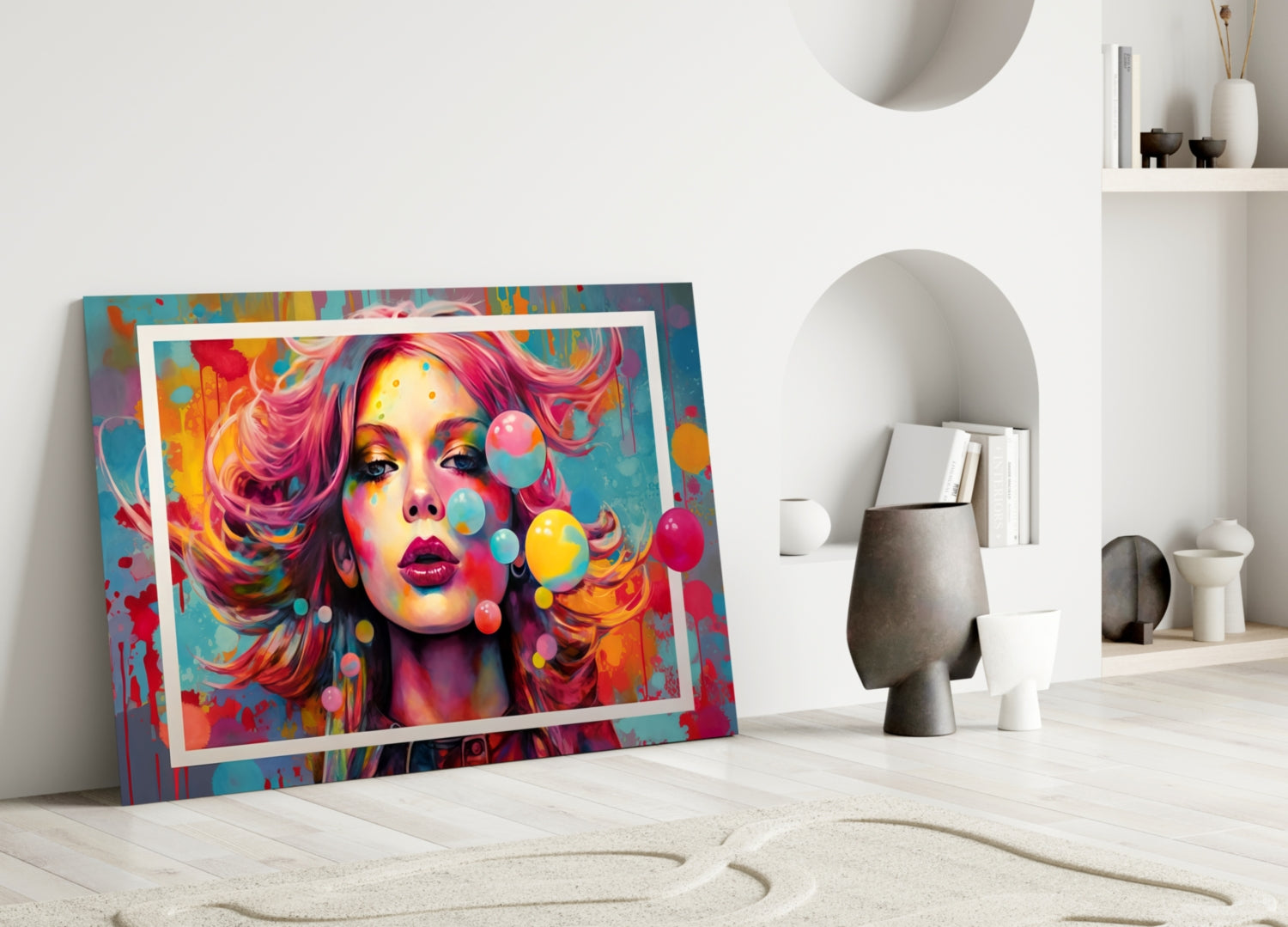 Bubbles and Kisses Glass Wall Art || Designer Collection.