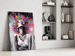 Colors in My Head glass print enhancing a media room with statement intellect
