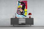 Dance of Abstract Lines panel catching lamp light to reveal its painterly depth