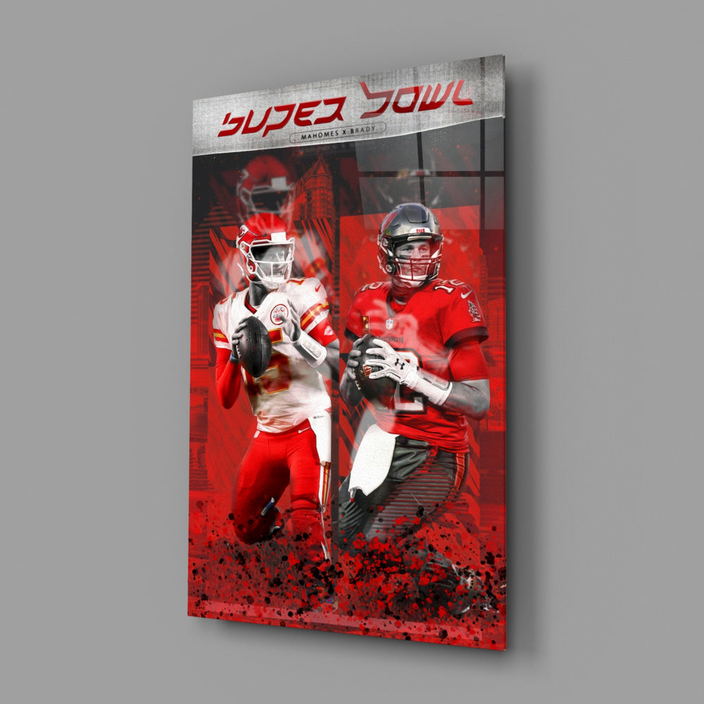 Championship-collage panel bringing cinematic glow to a sports lounge