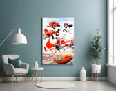 NFL Players glass wall art styled above a sideboard in a media room