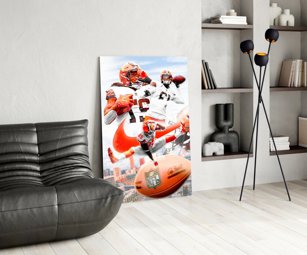 NFL Players panel adding editorial drama to a hallway