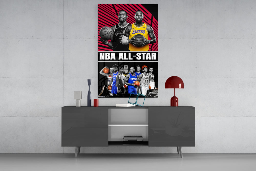 NBA All Star panel catching lamp light to reveal its cinematic glow